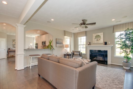 Great room with fireplace. builders in chesapeake va